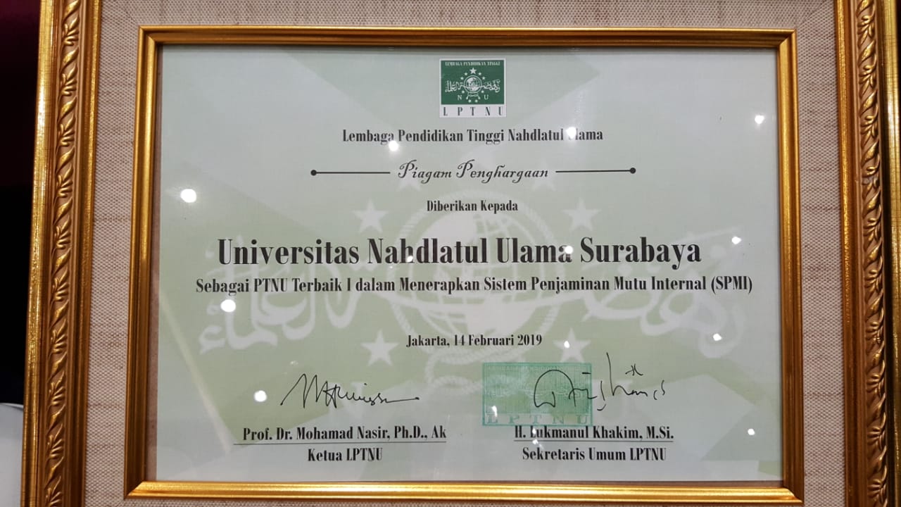 Unusa Raih Penghargaan PTNU Terbaik I dalam Menerapkan SPMI